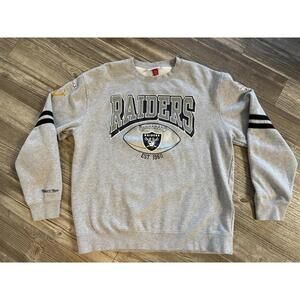 Mitchell And Ness all Over Print Fleece Crew Oakland Raiders Grey Heather
